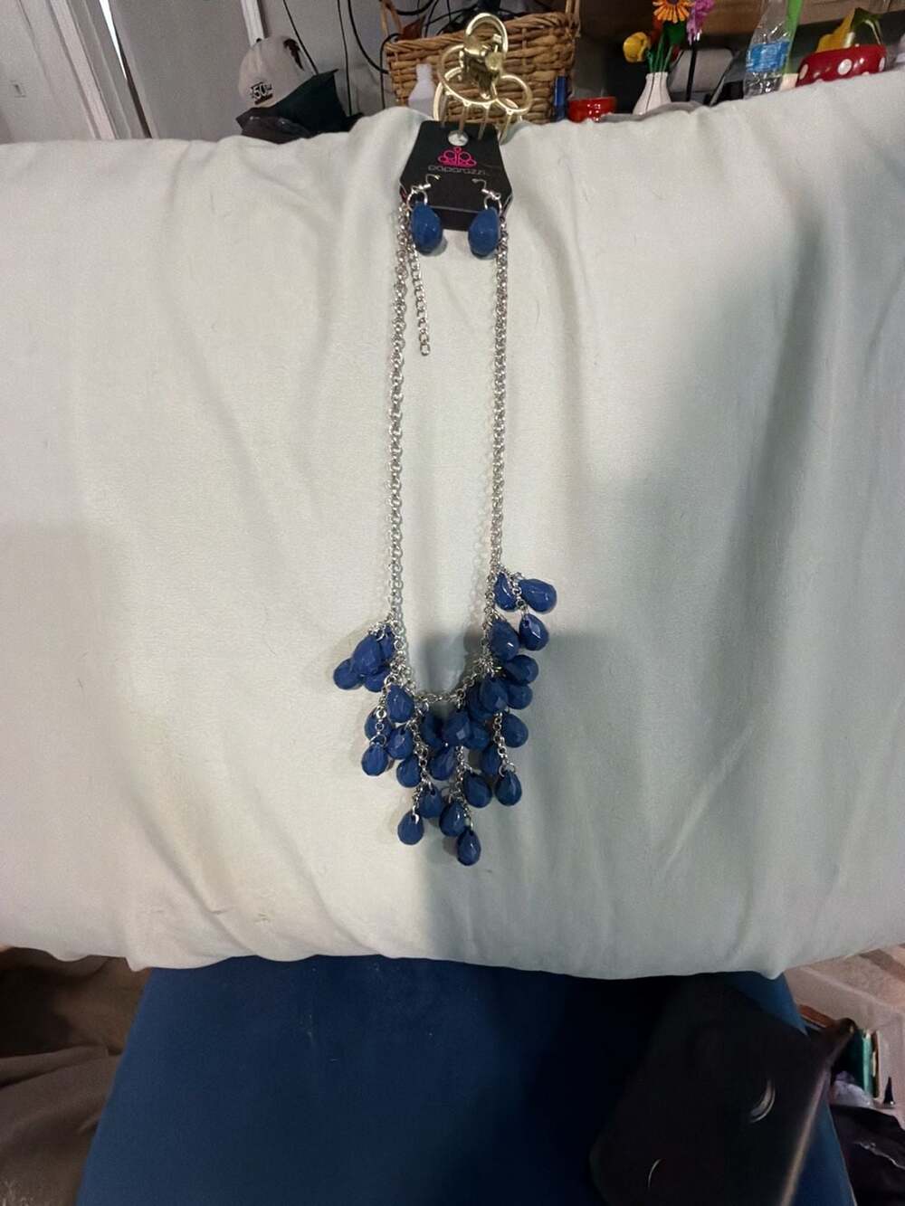 Paparazzi Serenely Scattered Blue Necklace and Earrings Set